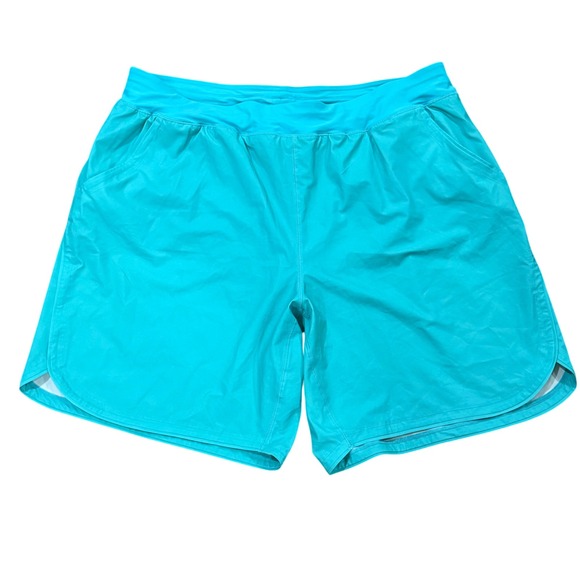Lands End Women's Swim Shorts w/ Built in Swim Brief Size 24W Turquoise Pockets - Picture 1 of 4